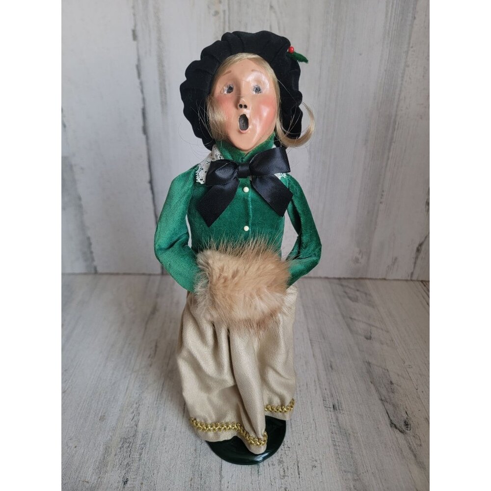 Byer's Choice caroler 1991 black cap fur woman xmas figure vintage